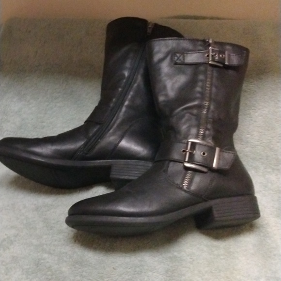 Women's tall black Biker boots size 8 - Picture 6 of 12